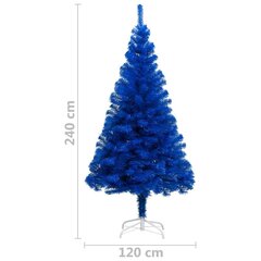 vidaXL mākslīgā Ziemassvētku egle ar statīvu, zila, 240 cm, PVC цена и информация | Искусственные елки | 220.lv