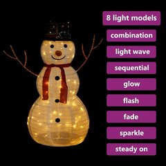 vidaXL dekoratīva Ziemassvētku sniegavīra figūra ar LED, audums, 90 cm cena un informācija | Ziemassvētku dekorācijas | 220.lv