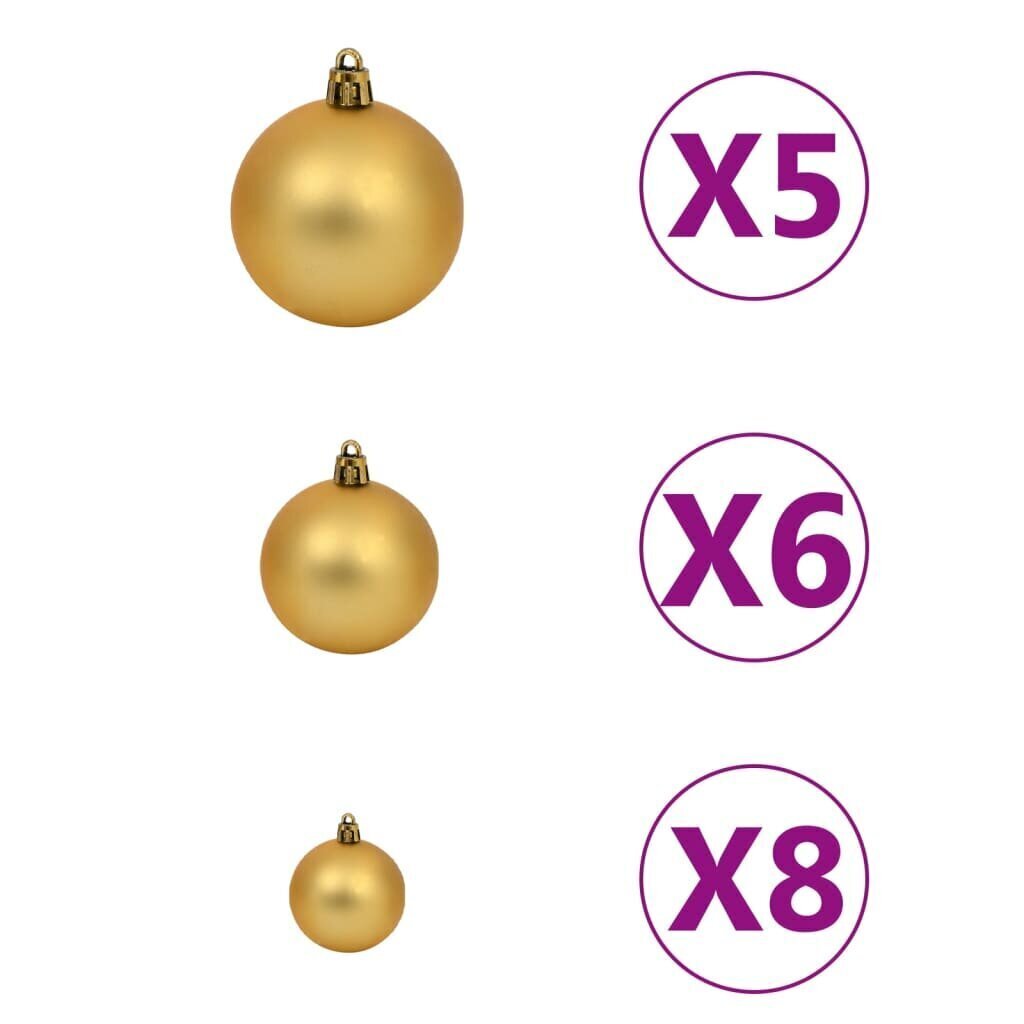 vidaXL Ziemassvētku bumbu komplekts, 61 gb., 150 LED, zelta un bronzas цена и информация | Eglīšu rotājumi | 220.lv
