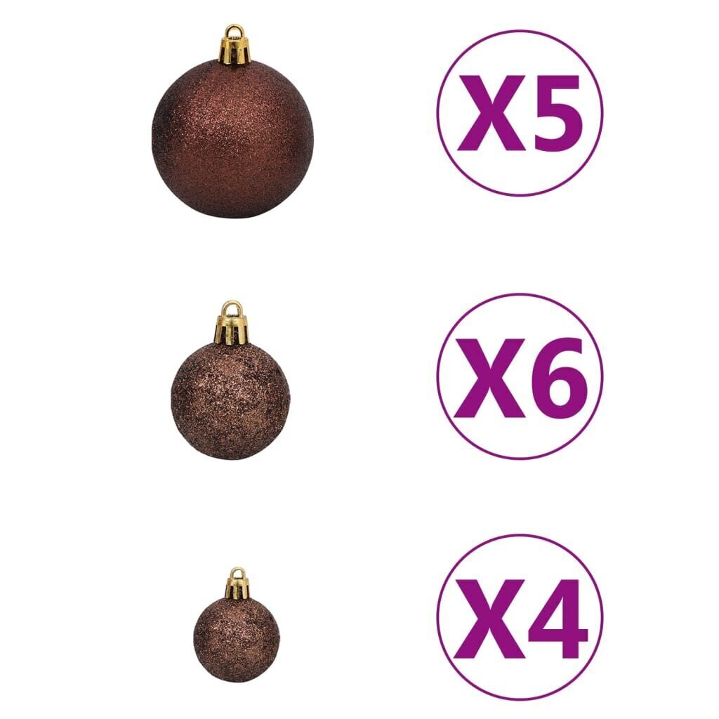 vidaXL Ziemassvētku bumbu komplekts, 61 gb., 150 LED, zelta un bronzas цена и информация | Eglīšu rotājumi | 220.lv