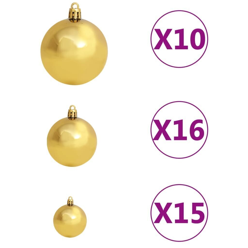 vidaXL Ziemassvētku bumbu komplekts, 120 gb., 300 LED, zelta, bronzas cena un informācija | Eglīšu rotājumi | 220.lv
