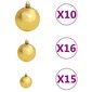 vidaXL Ziemassvētku bumbu komplekts, 120 gb., 300 LED, zelta, bronzas cena un informācija | Eglīšu rotājumi | 220.lv
