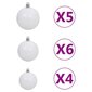 vidaXL Ziemassvētku bumbu komplekts, 61 gab., 150 LED, balts un pelēks cena un informācija | Eglīšu rotājumi | 220.lv