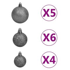 vidaXL Ziemassvētku bumbu komplekts, 61 gab., 150 LED, balts un pelēks цена и информация | Елочные игрушки | 220.lv