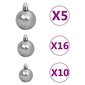 vidaXL Ziemassvētku bumbu komplekts, 120 gb., 300 LED, baltas, pelēkas cena un informācija | Eglīšu rotājumi | 220.lv