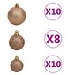 vidaXL Ziemassvētku bumbu komplekts, 120 gab., 300 LED, zeltaini rozā cena un informācija | Eglīšu rotājumi | 220.lv