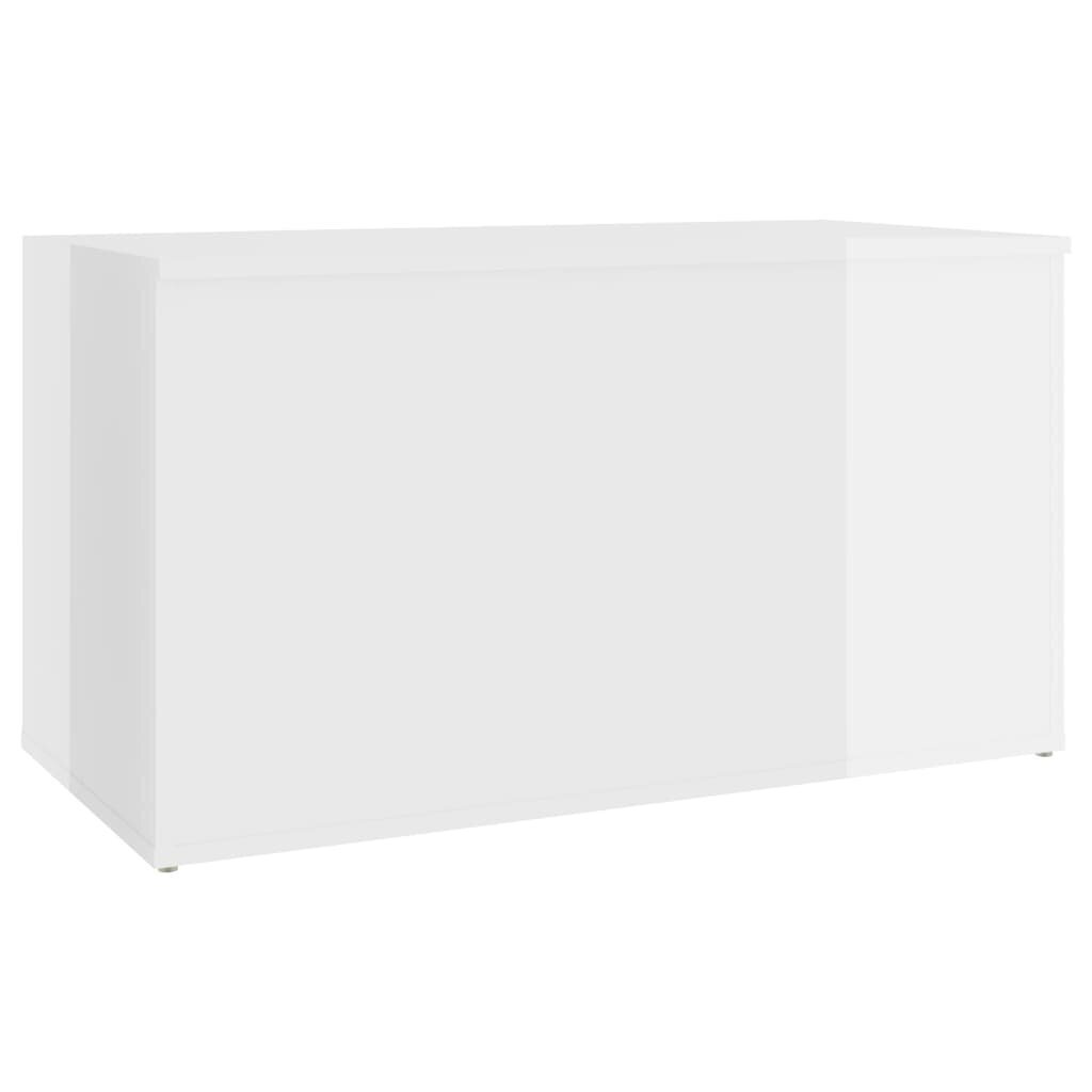 vidaXL mantu lāde, spīdīgi balta, 84x42x46 cm, kokskaidu plāksne цена и информация | Veļas grozi un mantu uzglabāšanas kastes | 220.lv