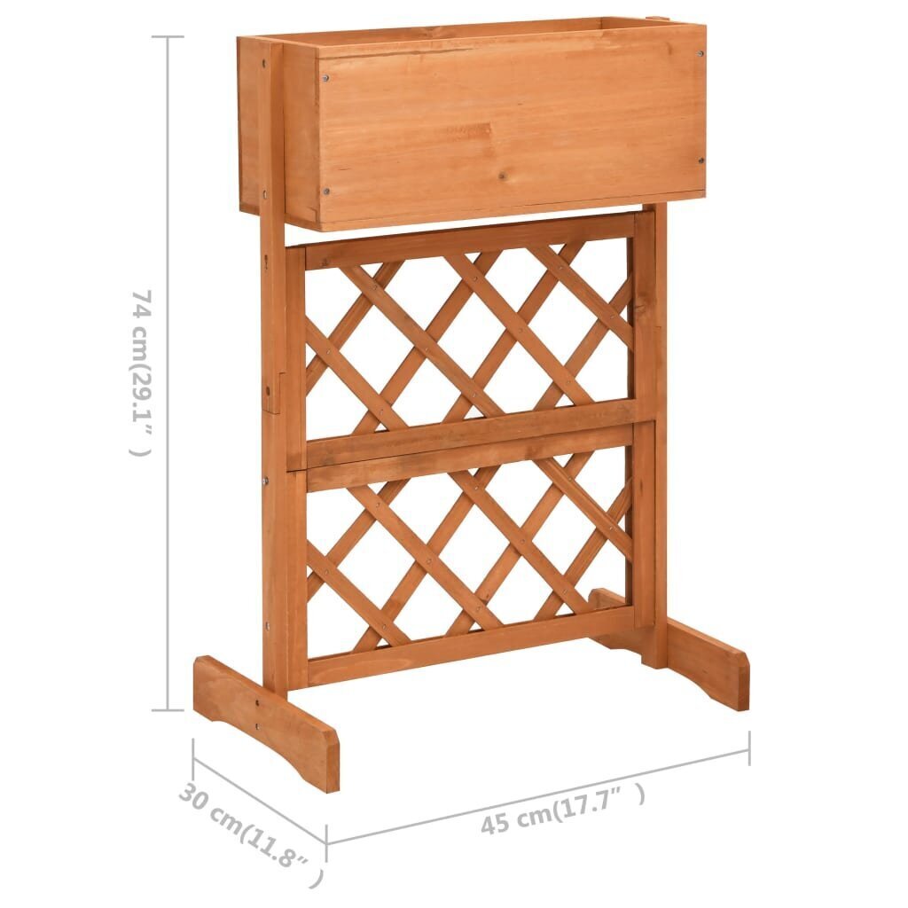 vidaXL puķu kaste ar špaleru, oranža, 45x30x74 cm, egles masīvkoks cena un informācija | Balkona kastes | 220.lv