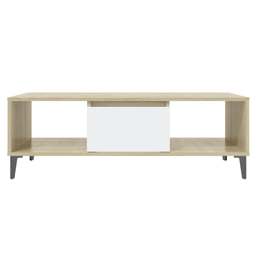 vidaXL kafijas galdiņš, balta un ozolkoka krāsa, 103,5x60x35 cm cena un informācija | Žurnālgaldiņi | 220.lv