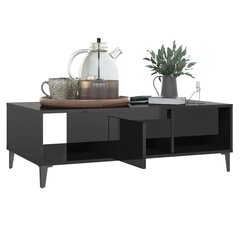 vidaXL kafijas galdiņš, 103,5x60x35 cm, spīdīgi melns, skaidu plāksne cena un informācija | Žurnālgaldiņi | 220.lv