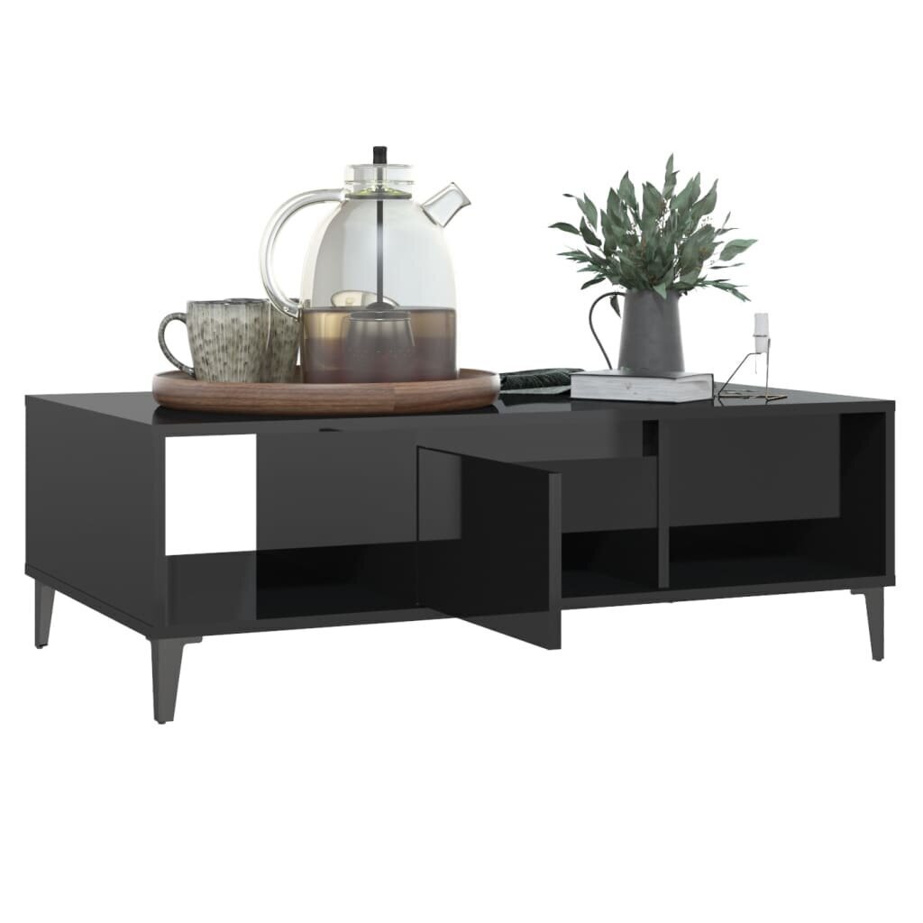 vidaXL kafijas galdiņš, 103,5x60x35 cm, spīdīgi melns, skaidu plāksne цена и информация | Žurnālgaldiņi | 220.lv