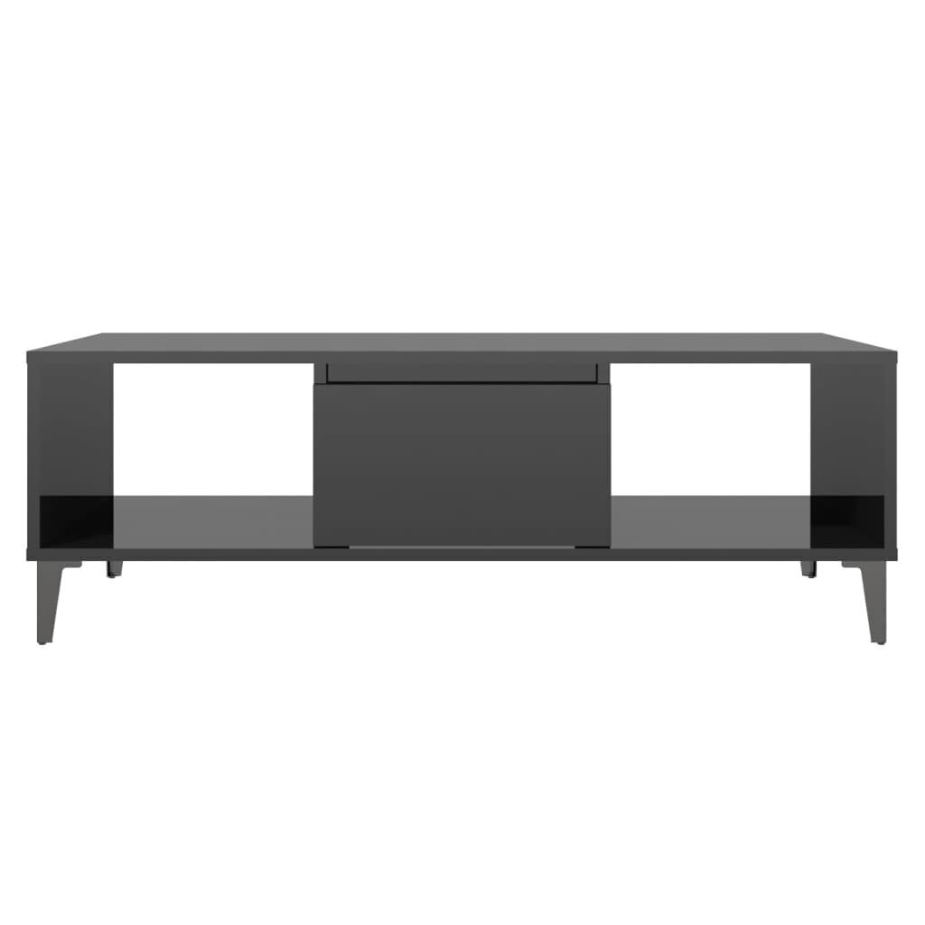 vidaXL kafijas galdiņš, 103,5x60x35 cm, spīdīgi melns, skaidu plāksne cena un informācija | Žurnālgaldiņi | 220.lv