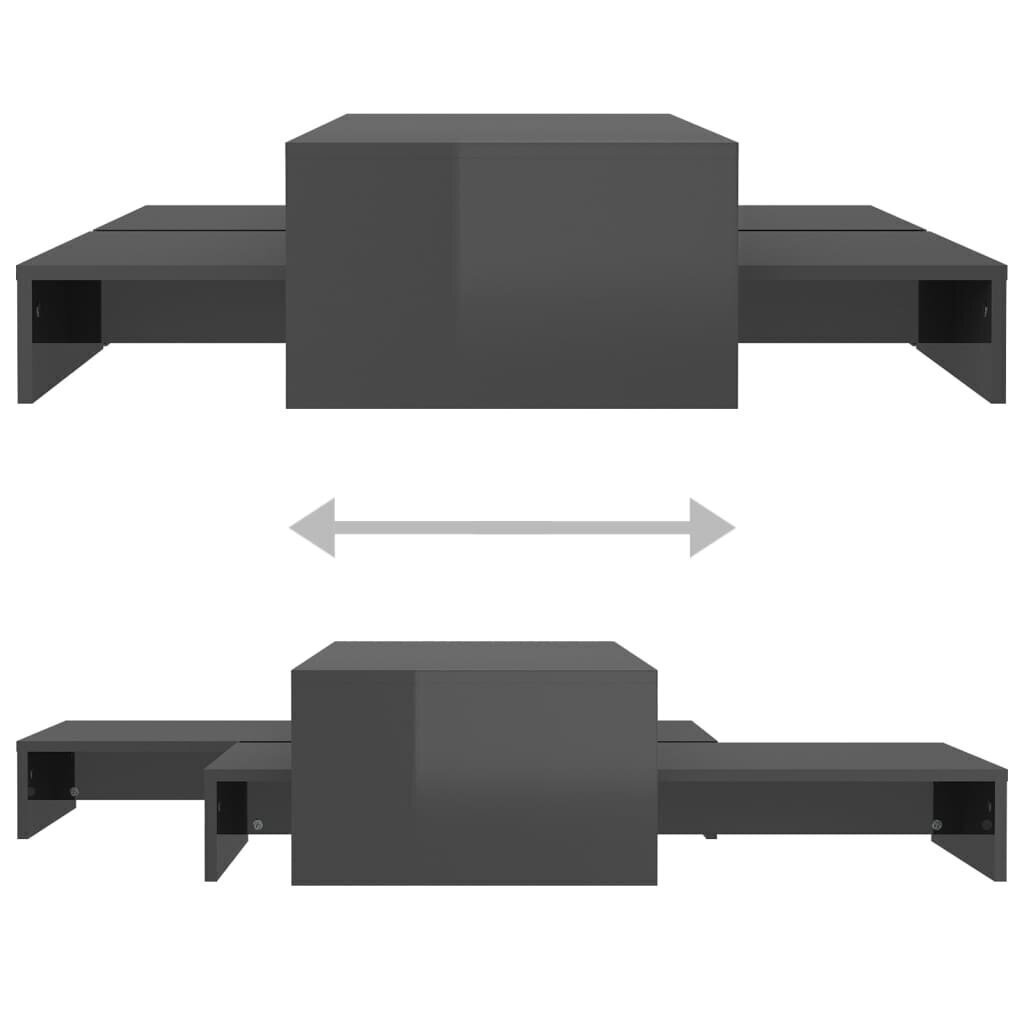 vidaXL kafijas galdiņu komplekts, spīdīgi pelēks, 100x100x26,5 cm цена и информация | Žurnālgaldiņi | 220.lv