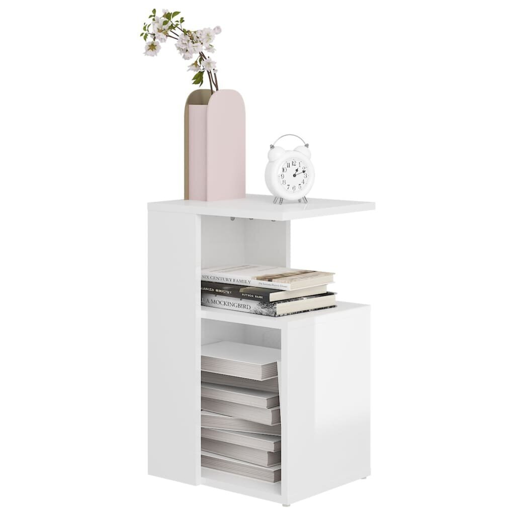 vidaXL galdiņš, spīdīgi balts, 36x30x56 cm, skaidu plāksne cena un informācija | Žurnālgaldiņi | 220.lv