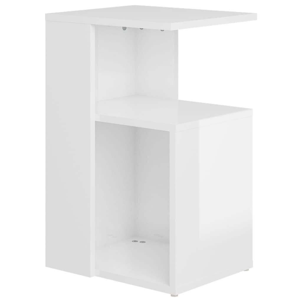 vidaXL galdiņš, spīdīgi balts, 36x30x56 cm, skaidu plāksne cena un informācija | Žurnālgaldiņi | 220.lv