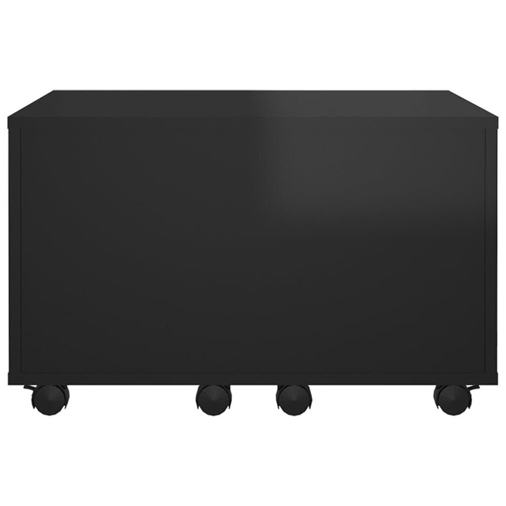 vidaXL kafijas galdiņš, spīdīgi melns, 60x60x38 cm, skaidu plāksne cena un informācija | Žurnālgaldiņi | 220.lv
