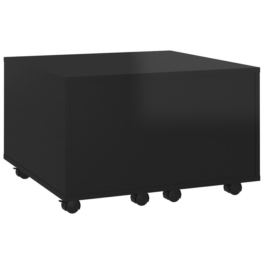 vidaXL kafijas galdiņš, spīdīgi melns, 60x60x38 cm, skaidu plāksne cena un informācija | Žurnālgaldiņi | 220.lv