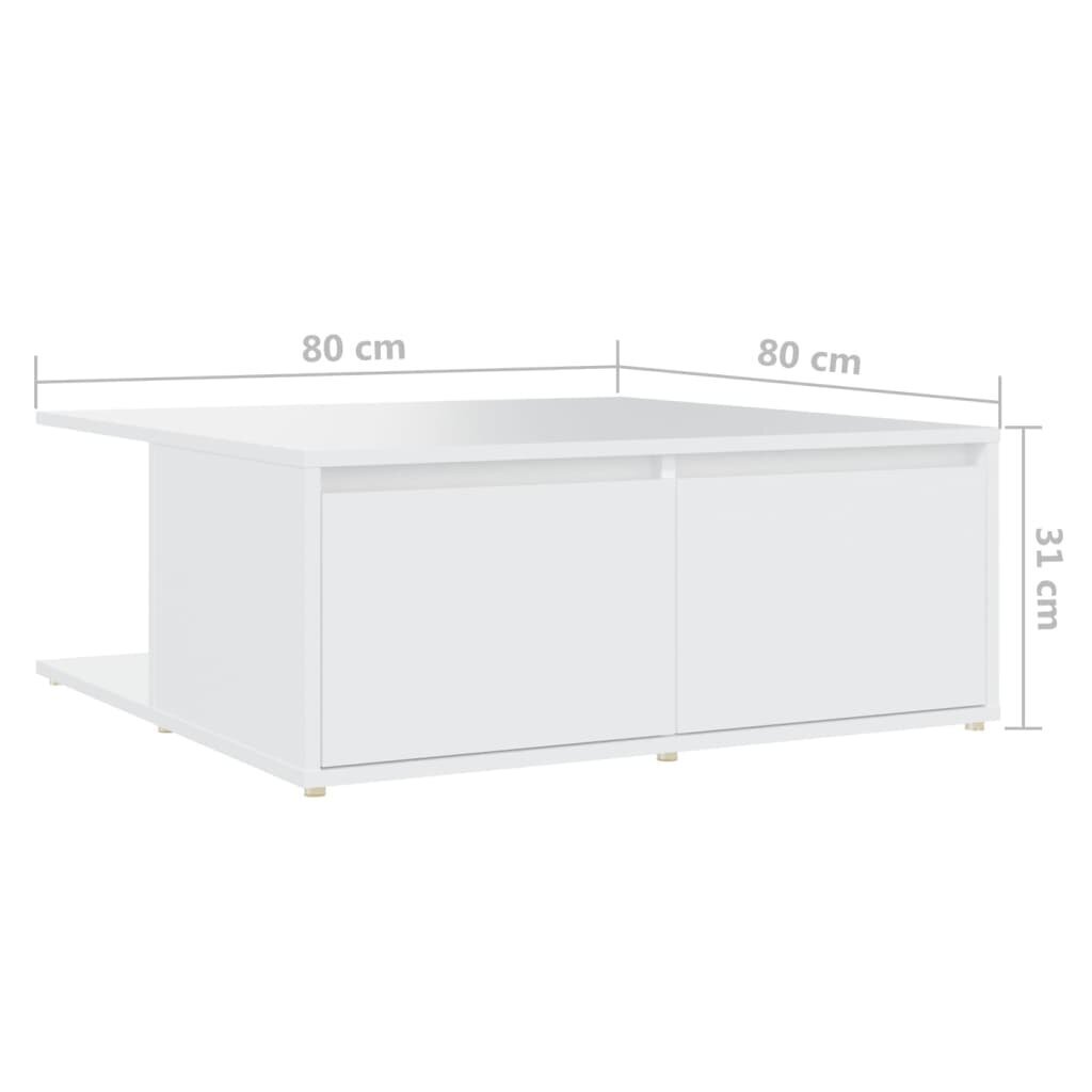 vidaXL kafijas galdiņš, balts, 80x80x31 cm, skaidu plāksne цена и информация | Žurnālgaldiņi | 220.lv