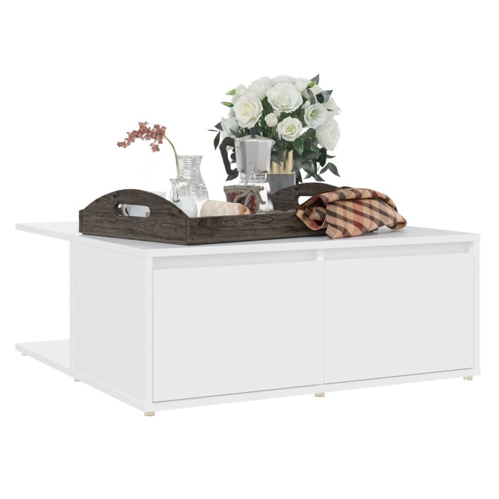 vidaXL kafijas galdiņš, balts, 80x80x31 cm, skaidu plāksne цена и информация | Žurnālgaldiņi | 220.lv
