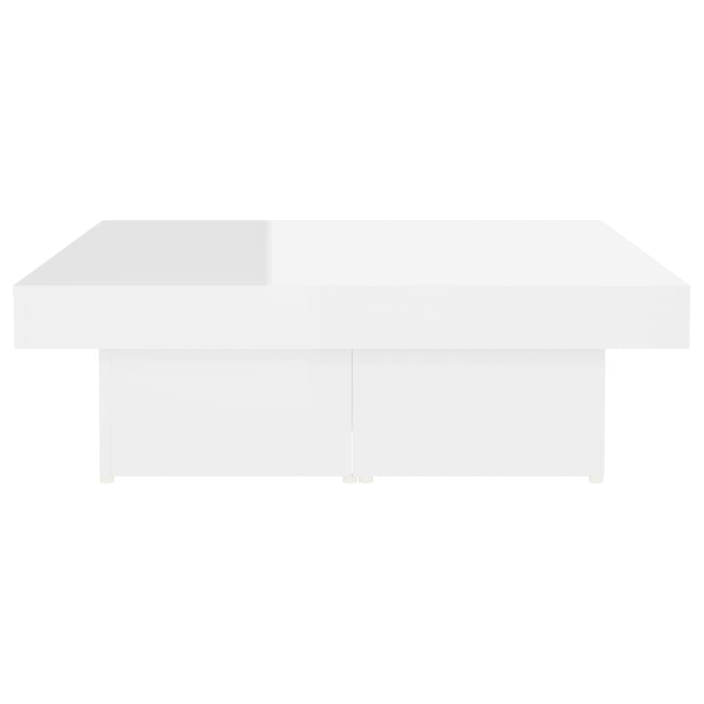 vidaXL kafijas galdiņš, spīdīgi balts, 90x90x28 cm, skaidu plāksne cena un informācija | Žurnālgaldiņi | 220.lv