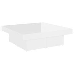 vidaXL kafijas galdiņš, spīdīgi balts, 90x90x28 cm, skaidu plāksne цена и информация | Журнальные столики | 220.lv