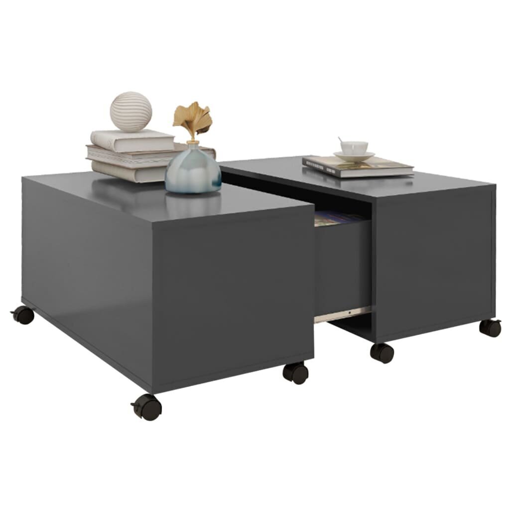 vidaXL kafijas galdiņš, pelēks, 75x75x38 cm, skaidu plāksne cena un informācija | Žurnālgaldiņi | 220.lv