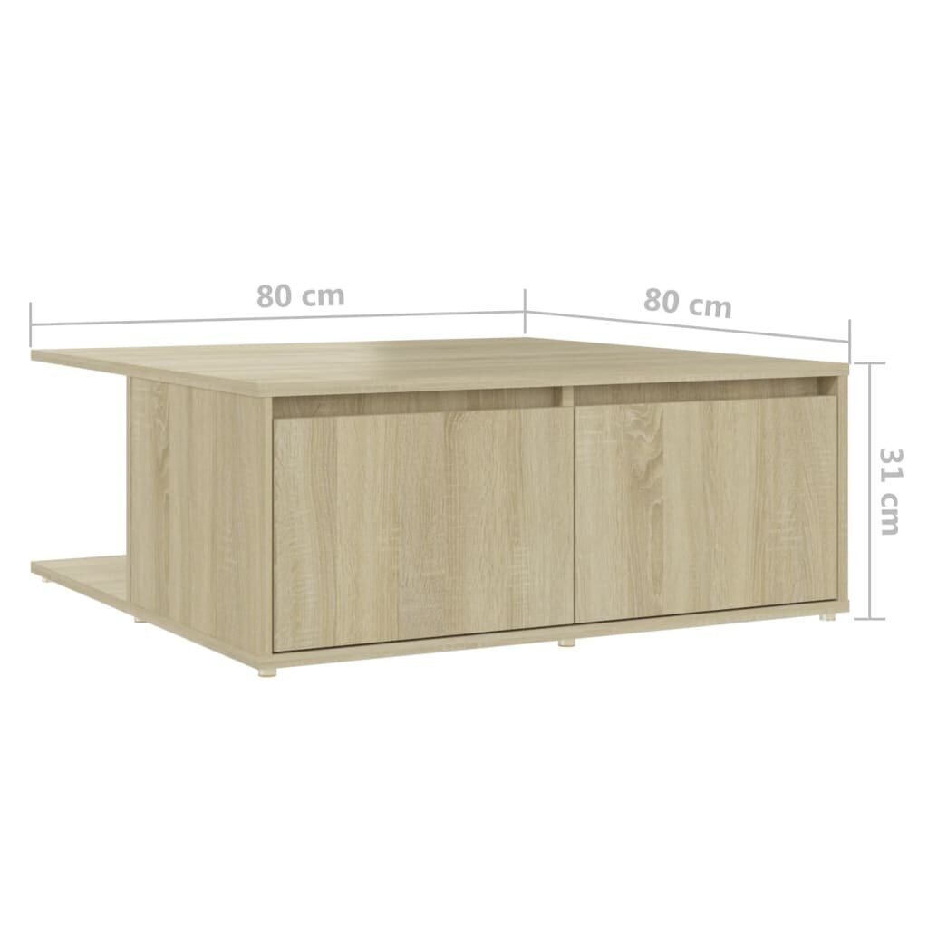 vidaXL kafijas galdiņš, ozolkoka krāsā, 80x80x31 cm, skaidu plāksne цена и информация | Žurnālgaldiņi | 220.lv