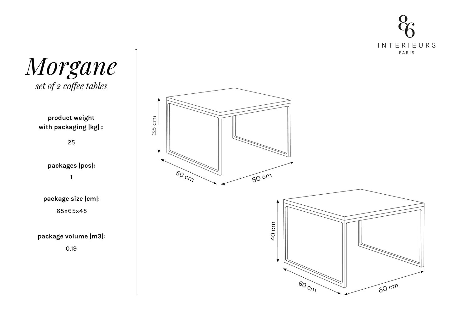 2-u kafijas galdiņu komplekts Interieurs86 Morgane, brūns/melns cena un informācija | Žurnālgaldiņi | 220.lv