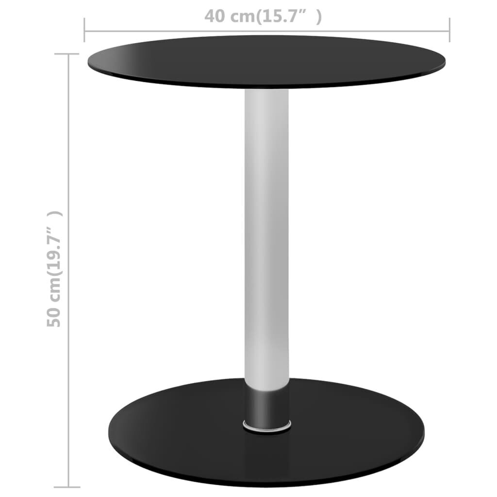 vidaXL kafijas galdiņš, melns, 40 cm, rūdīts stikls цена и информация | Žurnālgaldiņi | 220.lv