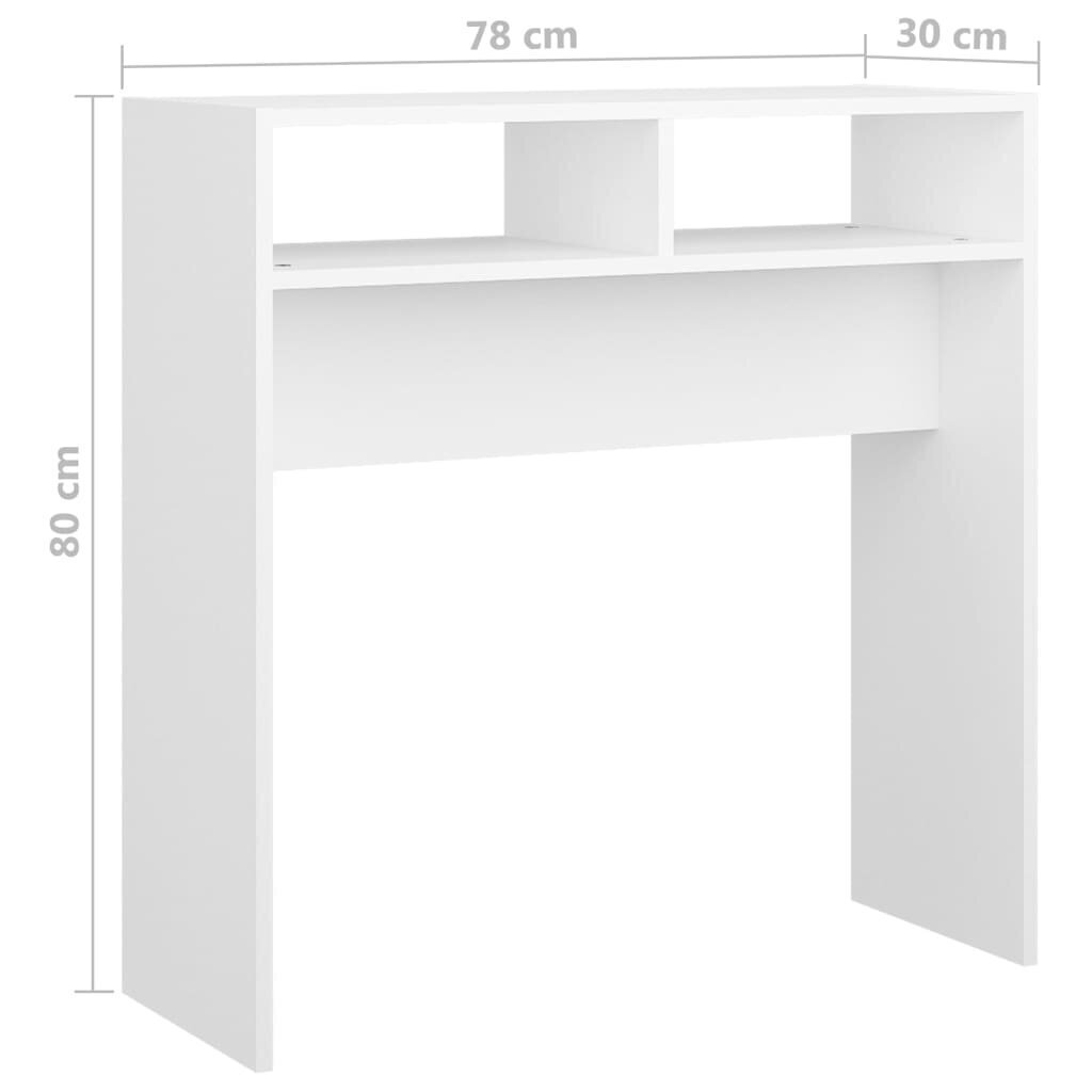 vidaXL konsoles galds, balts, 78x30x80 cm, skaidu plāksne cena un informācija | Žurnālgaldiņi | 220.lv