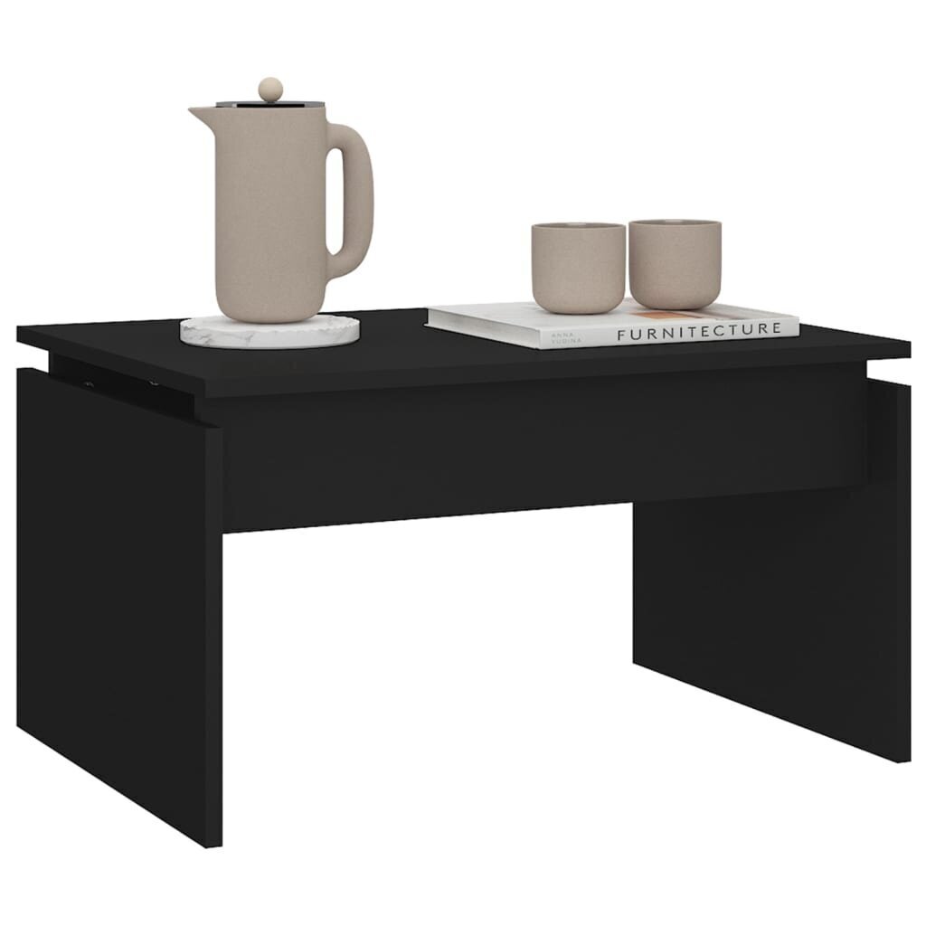 vidaXL kafijas galdiņš, melns, 68x50x38 cm, skaidu plāksne cena un informācija | Žurnālgaldiņi | 220.lv