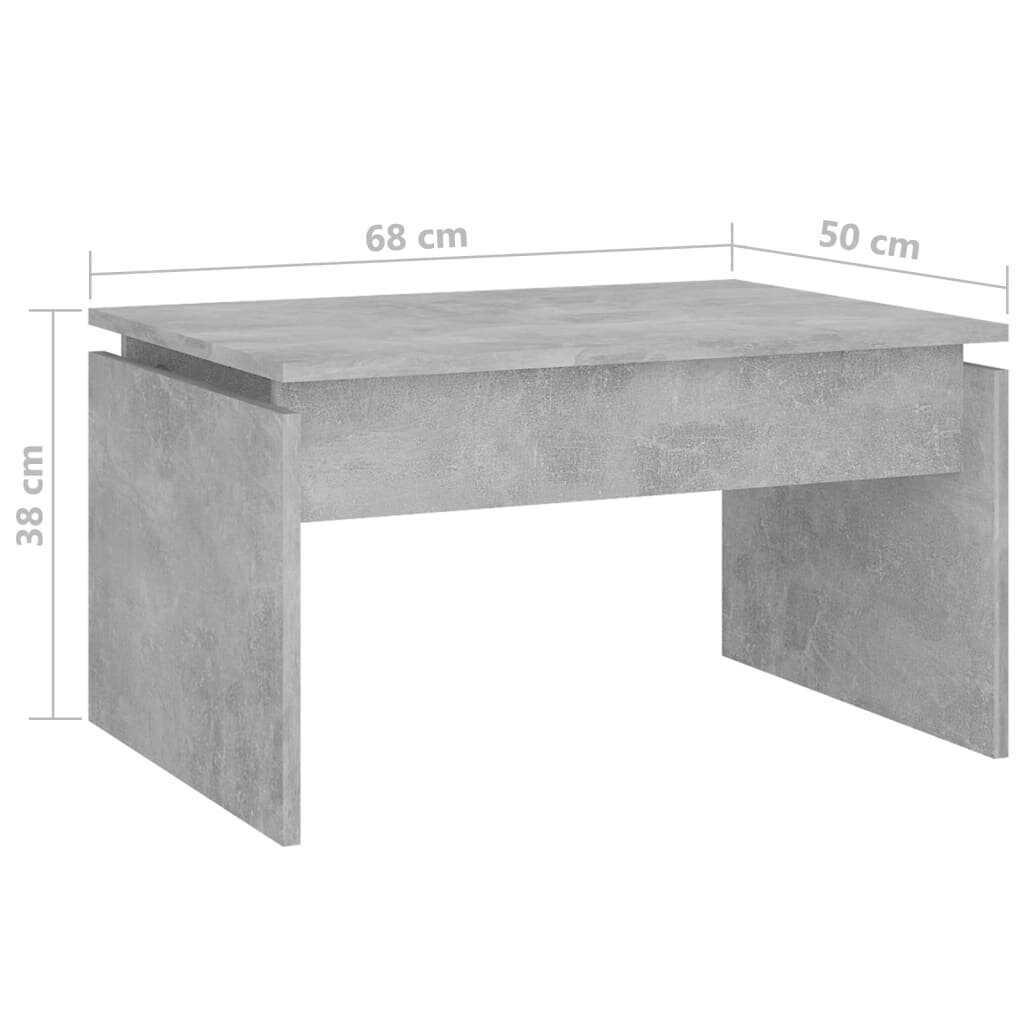 vidaXL kafijas galdiņš, betona pelēks, 68x50x38 cm, skaidu plāksne cena un informācija | Žurnālgaldiņi | 220.lv