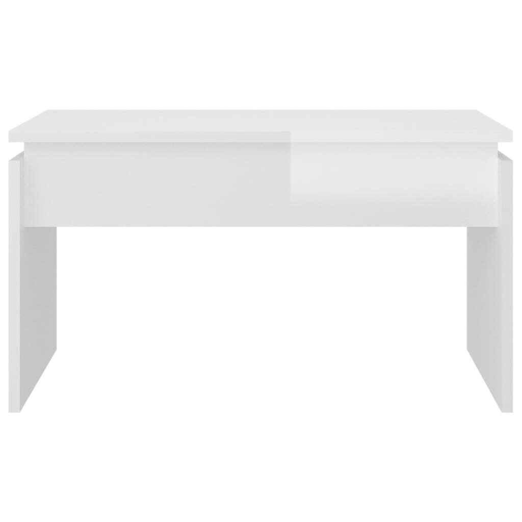 vidaXL kafijas galdiņš, spīdīgi balts, 68x50x38 cm, skaidu plāksne cena un informācija | Žurnālgaldiņi | 220.lv