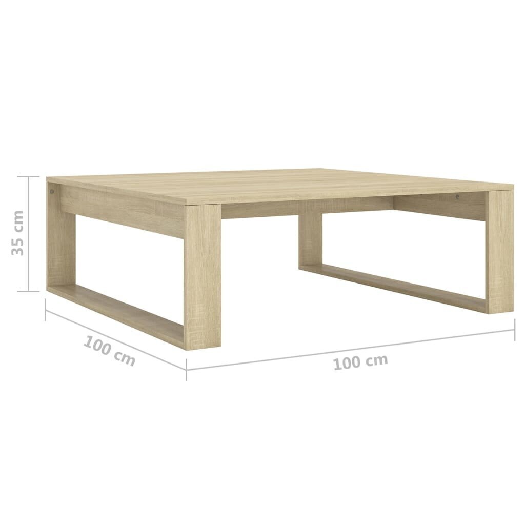 vidaXL kafijas galdiņš, ozolkoka krāsā, 100x100x35 cm, skaidu plāksne cena un informācija | Žurnālgaldiņi | 220.lv