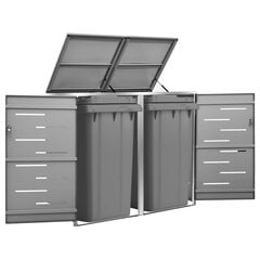 vidaXL 2-daļīga nojume atkritumu konteineram,138x77,5x115,5cm, tērauds cena un informācija | Komposta kastes un āra konteineri | 220.lv