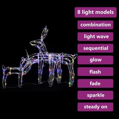 vidaXL 3-daļīgs Ziemassvētku dekors ar lampiņām, brieži, 229 LED цена и информация | Праздничные декорации | 220.lv