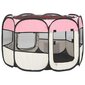 vidaXL saliekama suņu sētiņa, ar somu, rozā, 90x90x58 cm цена и информация | Transportēšanas būri, somas | 220.lv