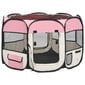 vidaXL saliekama suņu sētiņa, ar somu, rozā, 90x90x58 cm цена и информация | Transportēšanas būri, somas | 220.lv