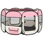 vidaXL saliekama suņu sētiņa, ar somu, rozā, 110x110x58 cm цена и информация | Transportēšanas būri, somas | 220.lv
