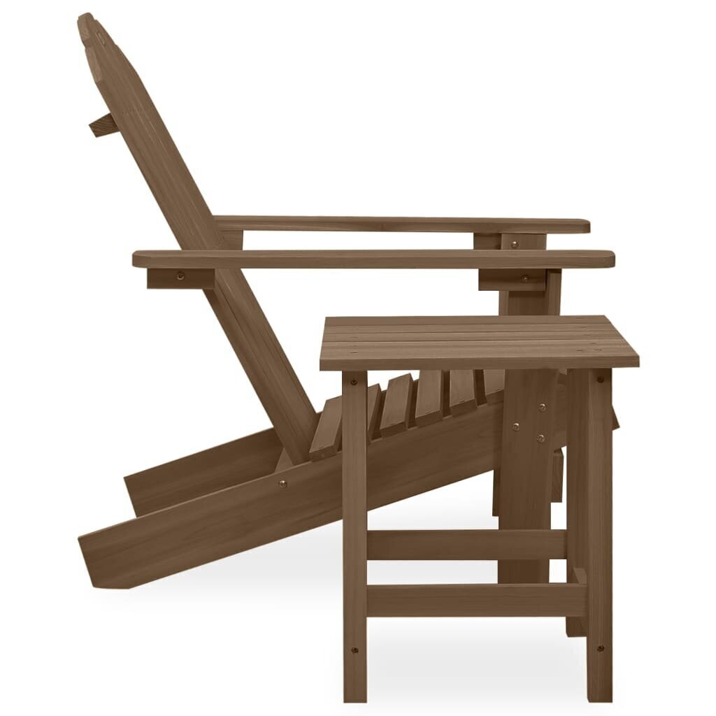 vidaXL dārza krēsls ar kāju balstu un galdiņu, egles masīvkoks, brūns цена и информация | Dārza mēbeļu komplekti | 220.lv