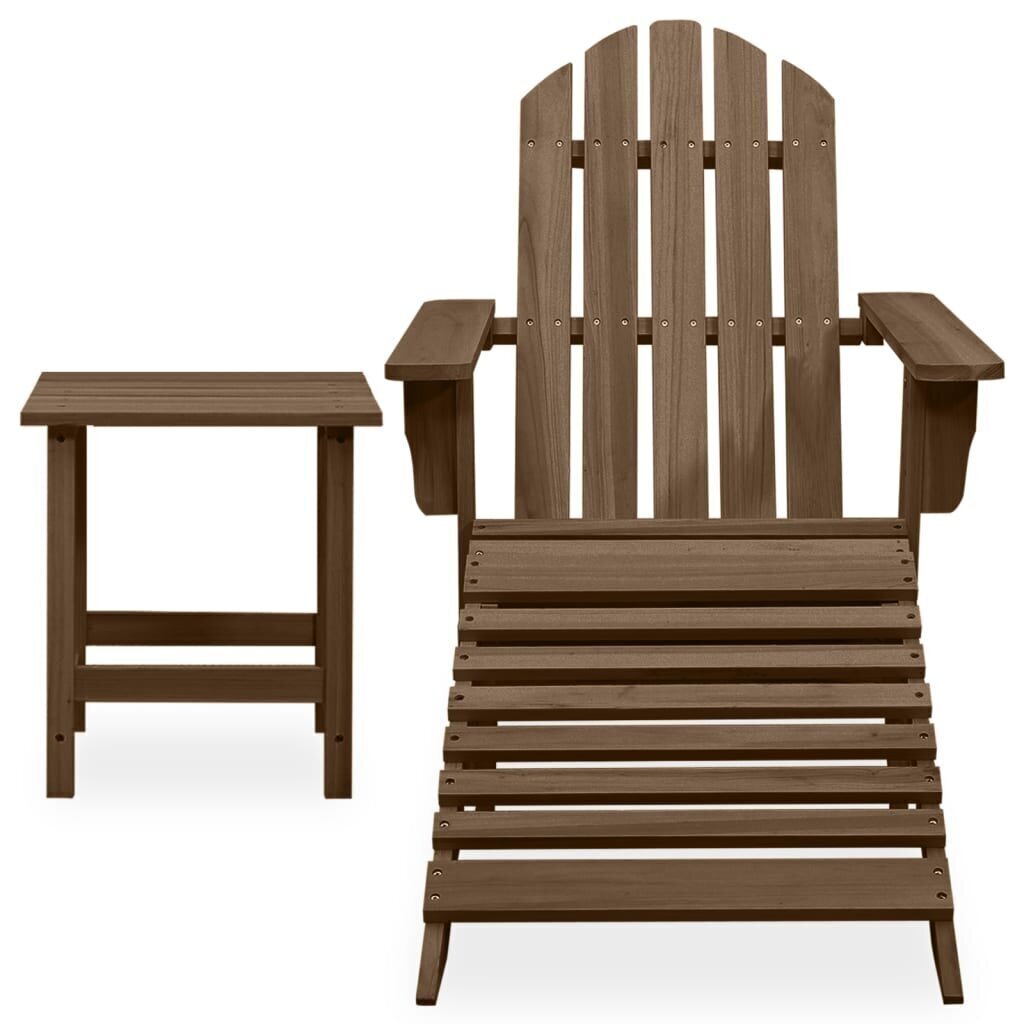vidaXL dārza krēsls ar kāju balstu un galdiņu, egles masīvkoks, brūns cena un informācija | Dārza mēbeļu komplekti | 220.lv