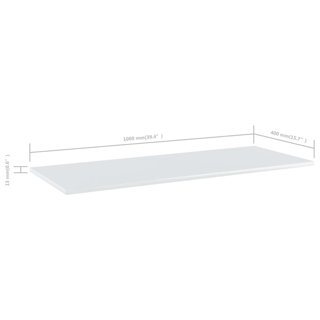 vidaXL plauktu dēļi, 4 gab., balti, 100x40x1,5 cm, skaidu plāksne cena un informācija | Plaukti | 220.lv