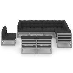Комплект уличной мебели с подушками (10 шт.), черный цена и информация | Комплекты уличной мебели | 220.lv