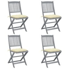 vidaXL saliekami āra krēsli ar matračiem, 4 gab., akācijas masīvkoks cena un informācija | Dārza krēsli | 220.lv