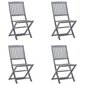 vidaXL saliekami āra krēsli ar matračiem, 4 gab., akācijas masīvkoks цена и информация | Dārza krēsli | 220.lv