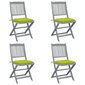 vidaXL saliekami āra krēsli ar matračiem, 4 gab., akācijas masīvkoks cena un informācija | Dārza krēsli | 220.lv