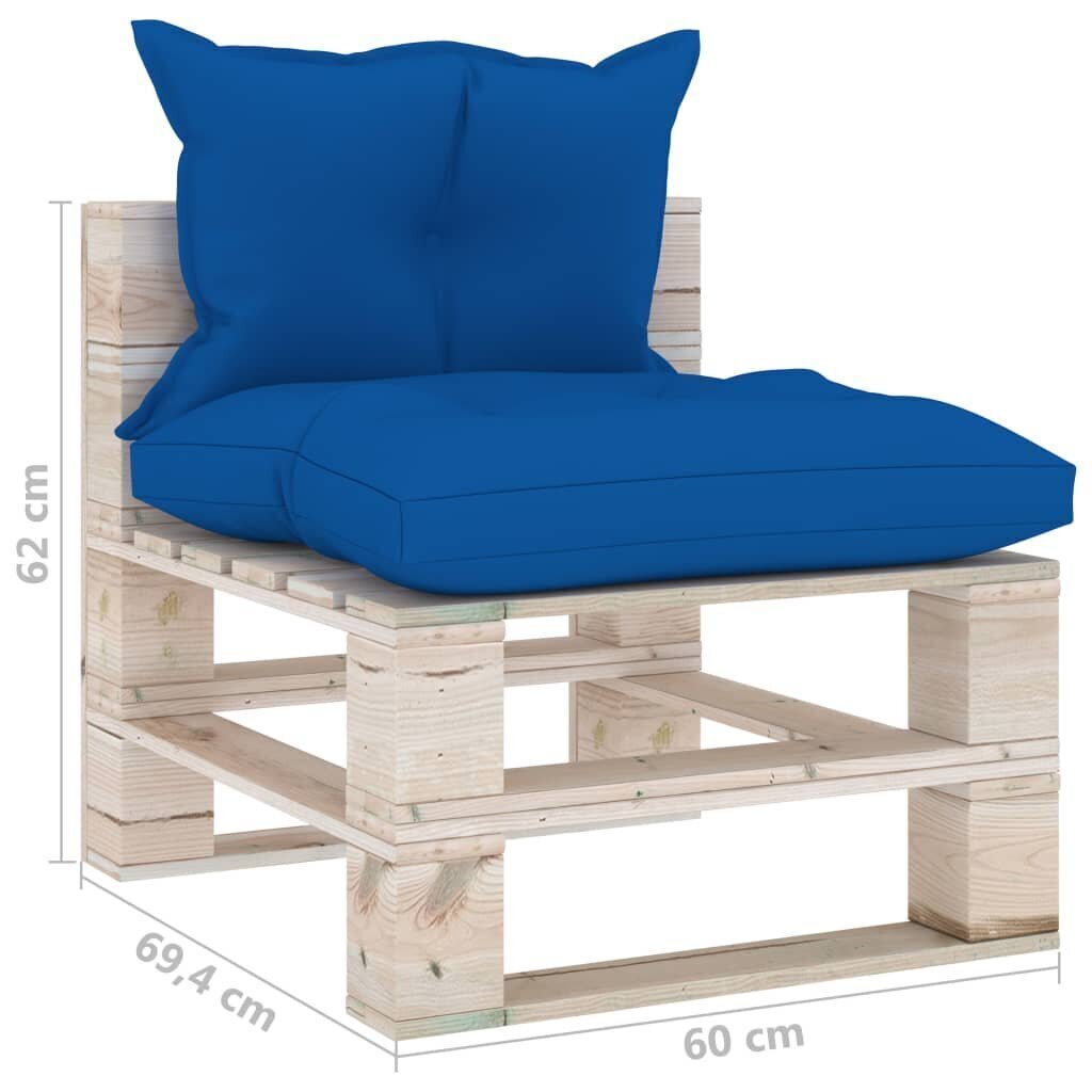 vidaXL vidējais dārza palešu dīvāns ar matračiem, priedes koks cena un informācija | Dārza krēsli | 220.lv