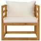 vidaXL dārza krēsls ar krēmkrāsas spilveniem, akācijas masīvkoks cena un informācija | Dārza krēsli | 220.lv