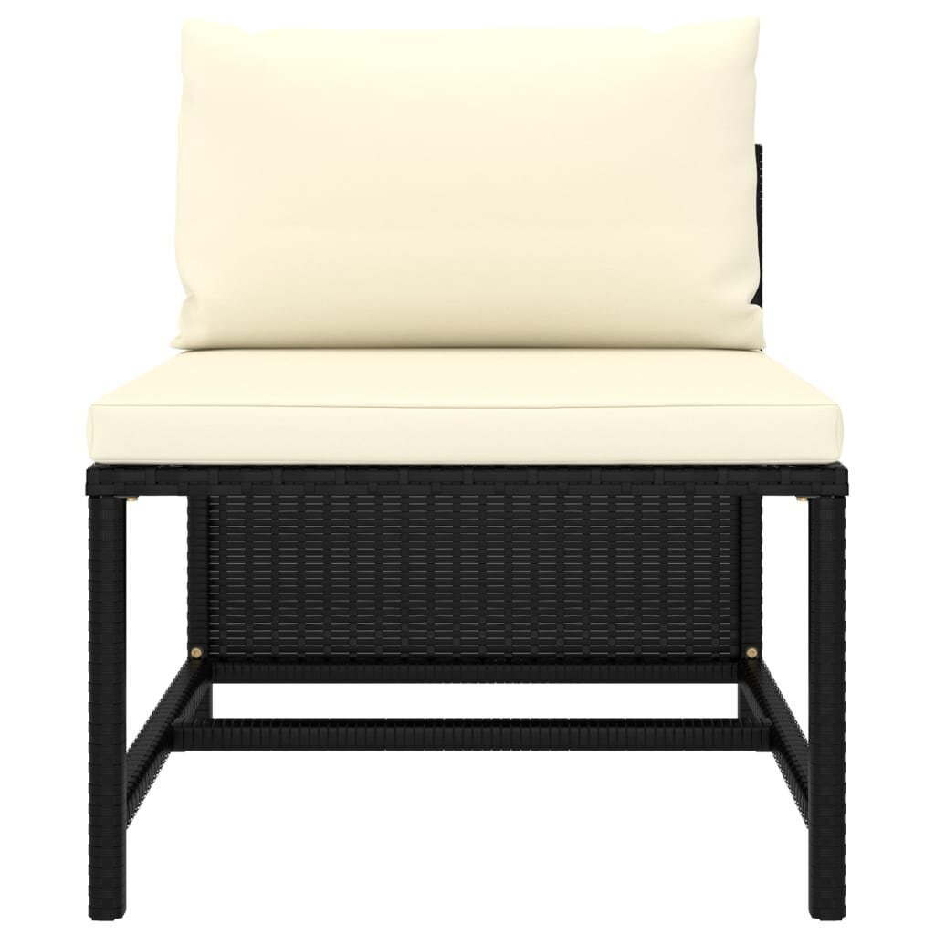 vidaXL četrvietīgs dārza dīvāns ar matračiem, melna PE rotangpalma cena un informācija | Dārza krēsli | 220.lv