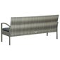 vidaXL trīsvietīgs dārza dīvāns ar matraci, pelēka PE rotangpalma cena un informācija | Dārza krēsli | 220.lv